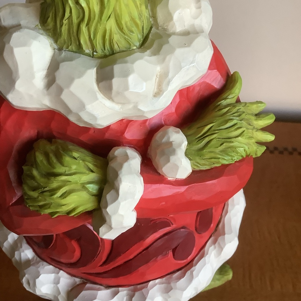 Large Jim Shore Grinch Christmas Figurine with Santa Hat - Picture 12 of 16